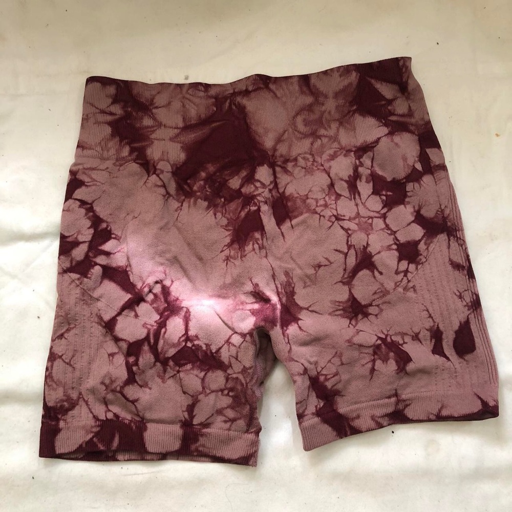 Tie-dye ruched exercise gym high waist shorts Leggings Wide band tummy control